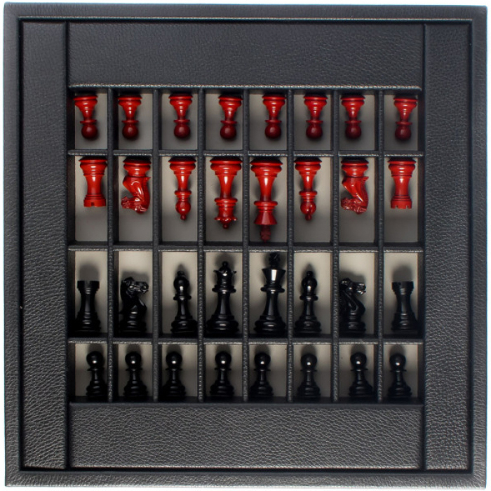 Эксклюзивные шахматы из кожи Buffalo, красно-черные